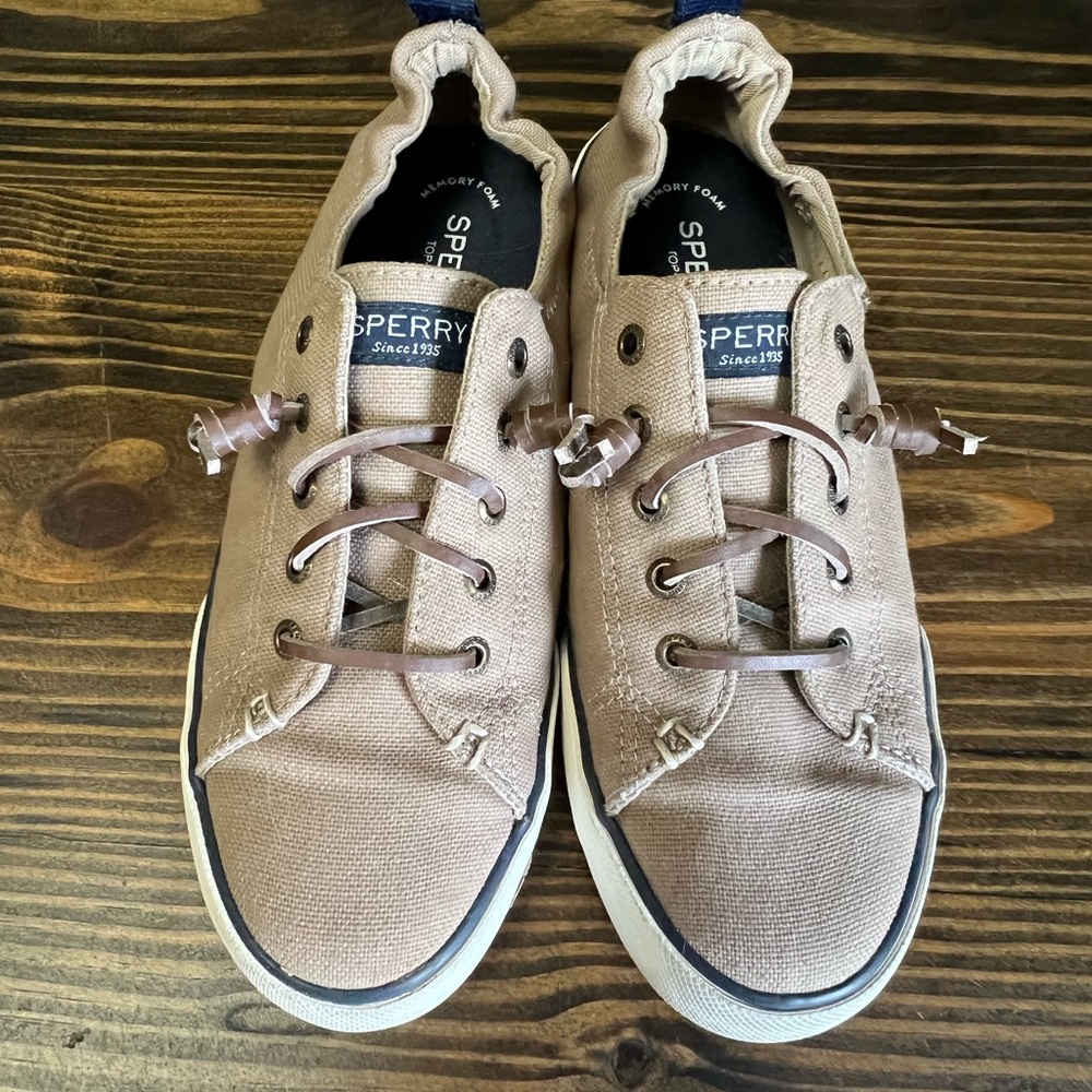 Sperry Women's Tan Slide Ons with Memory Foam